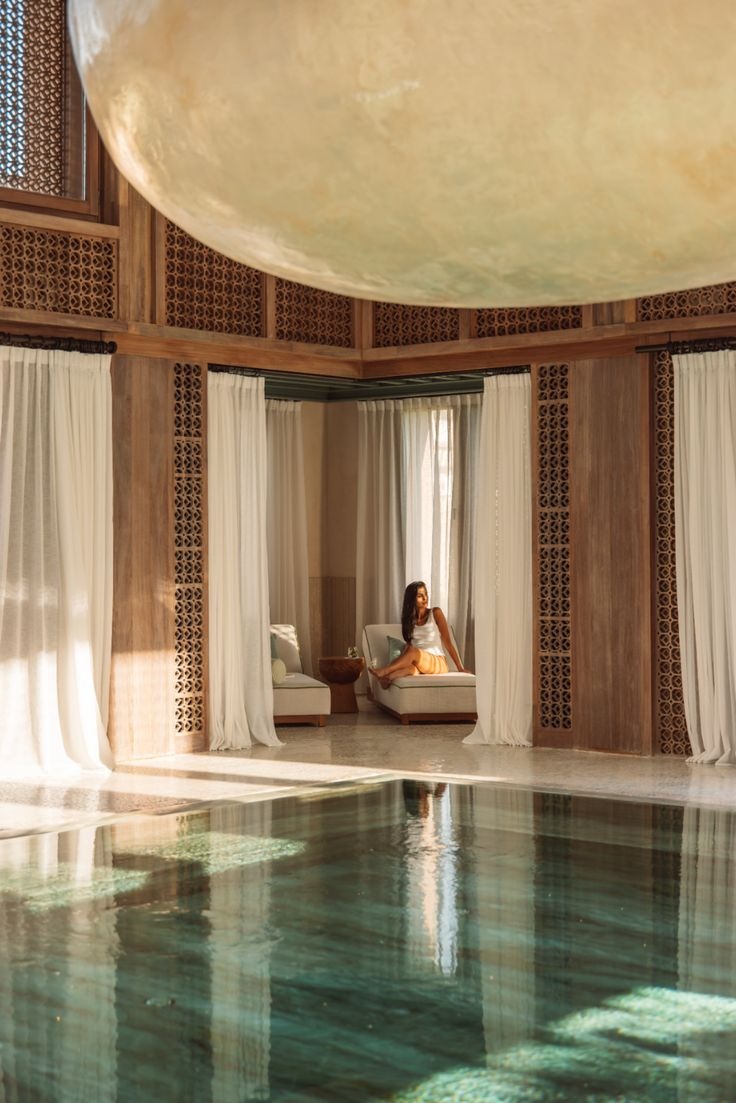 Luxury rooftop pool at sunset